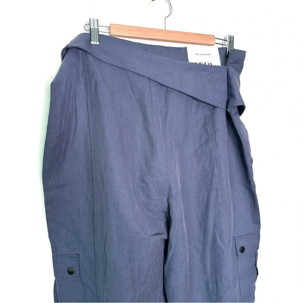 ZARA Woman’s Jules High Rise Tapered Leg Trousers with Belt and Pockets Size XL